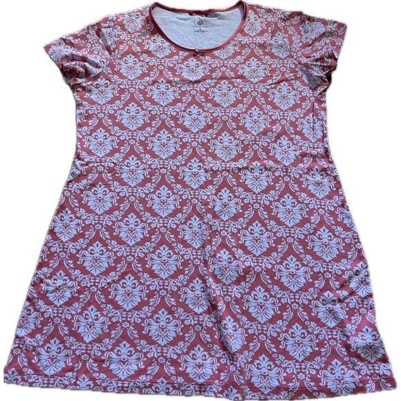 Land’s End Pink Brocade Print 100% Cotton Night Gown Women’s size 0X - Picture 1 of 4